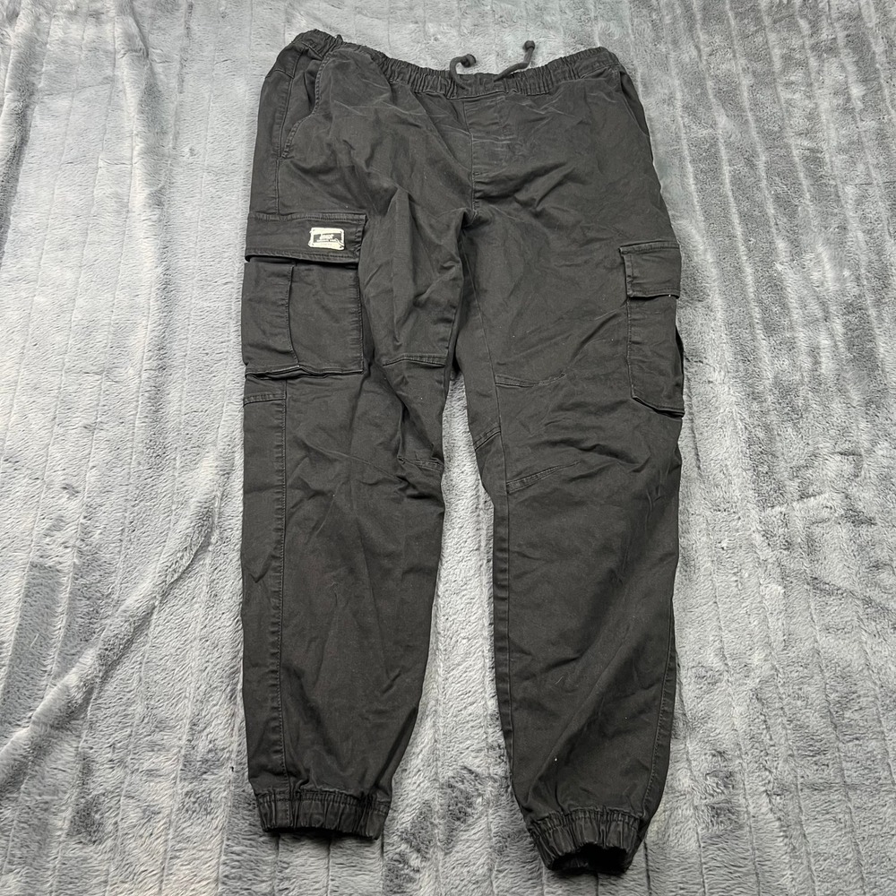 Zara Man Black Cargo Jogger Pants XL Stretch Cotton Utility Trousers 12500
